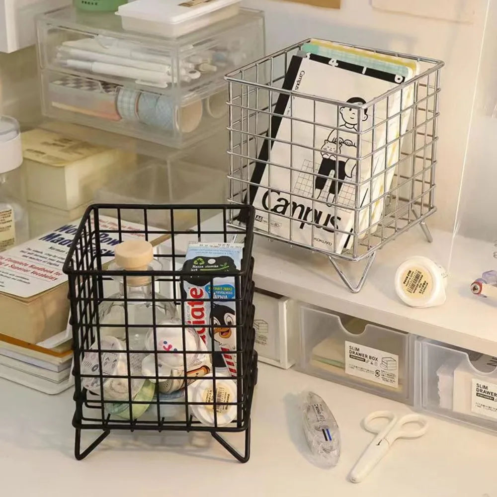 Creative Iron Storage Rack Desktop Book Pen Storage Box Large-Capacity