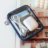 Clear PVC desktop storage bag by eprolo showing a large waterproof storage organizer with multiple compartments on a desk.