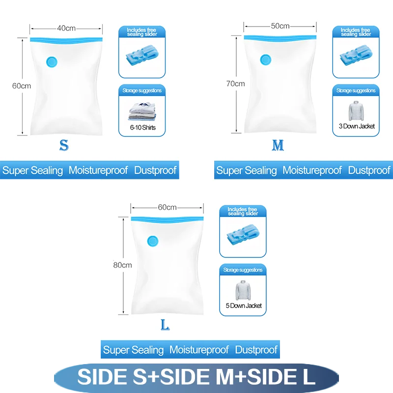 Reusable Compression Empty Bag Sealer Clothes Travel Packing Organizer