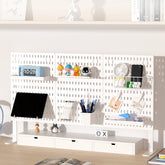 eprolo home and office desktop pegboard with height-adjustable standing storage rack, showing adjustable pegboard and organized workspace