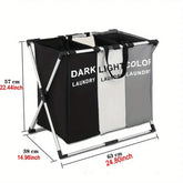 Large eprolo laundry hamper with three divided sections for organized laundry storage and easy sorting.