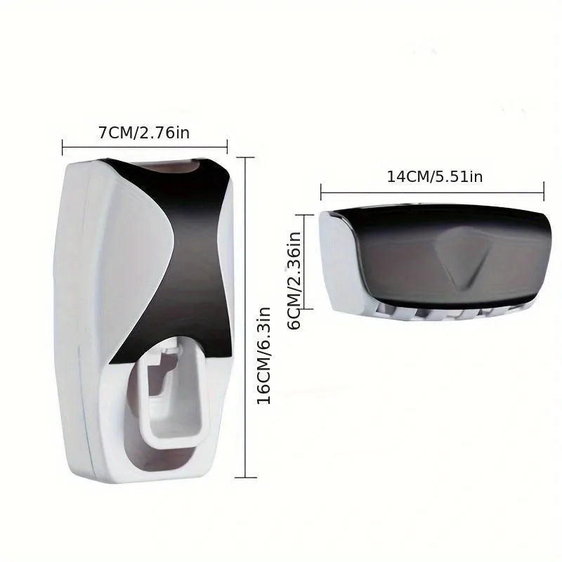 Wall-Mounted Toothbrush & Toothpaste Holder Set with Automatic Dispenser