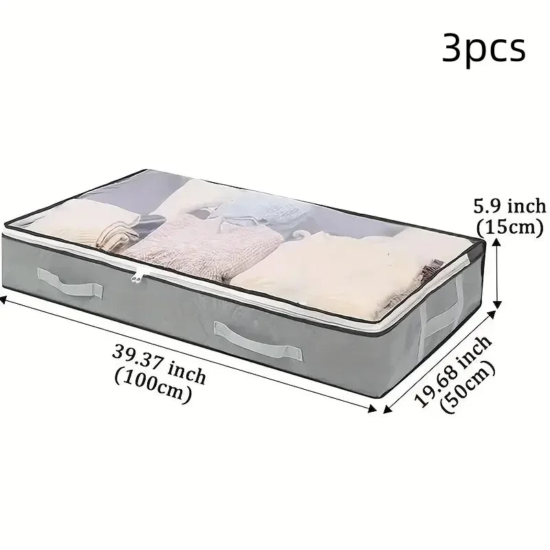 1pc/2pcs/3pcs Dustproof Under Bed Storage Box with Reinforced Handles