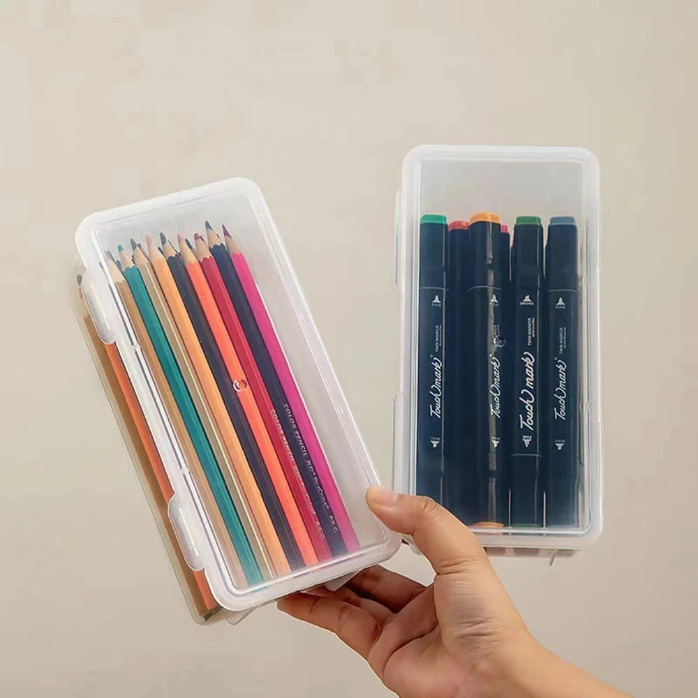 1/2/3/4pcs Plastic Translucent Pencil Case Large Capacity Pencil Boxes