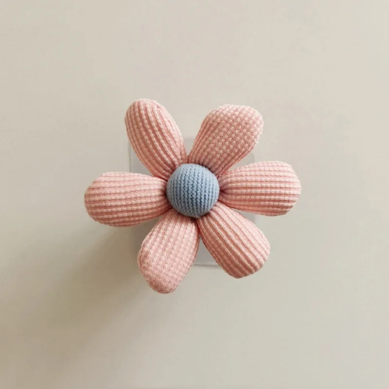 INS Flower Wall Hook Wooden Sticky Hooks Towel Coats Storage Holder