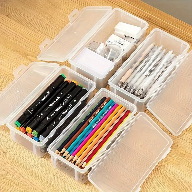 1/4pcs Large Clear Plastic Storage Boxes with Hinged Lids Ideal