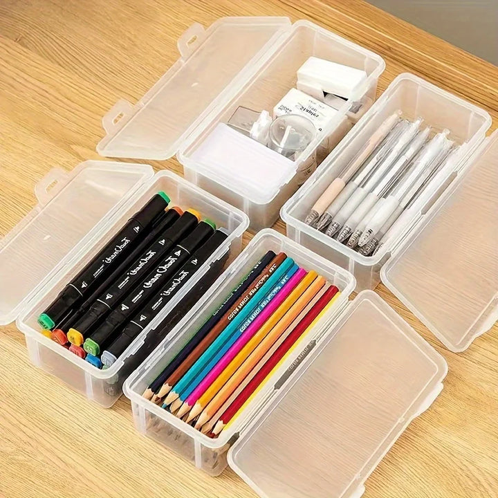 1/4pcs Large Clear Plastic Storage Boxes with Hinged Lids Ideal