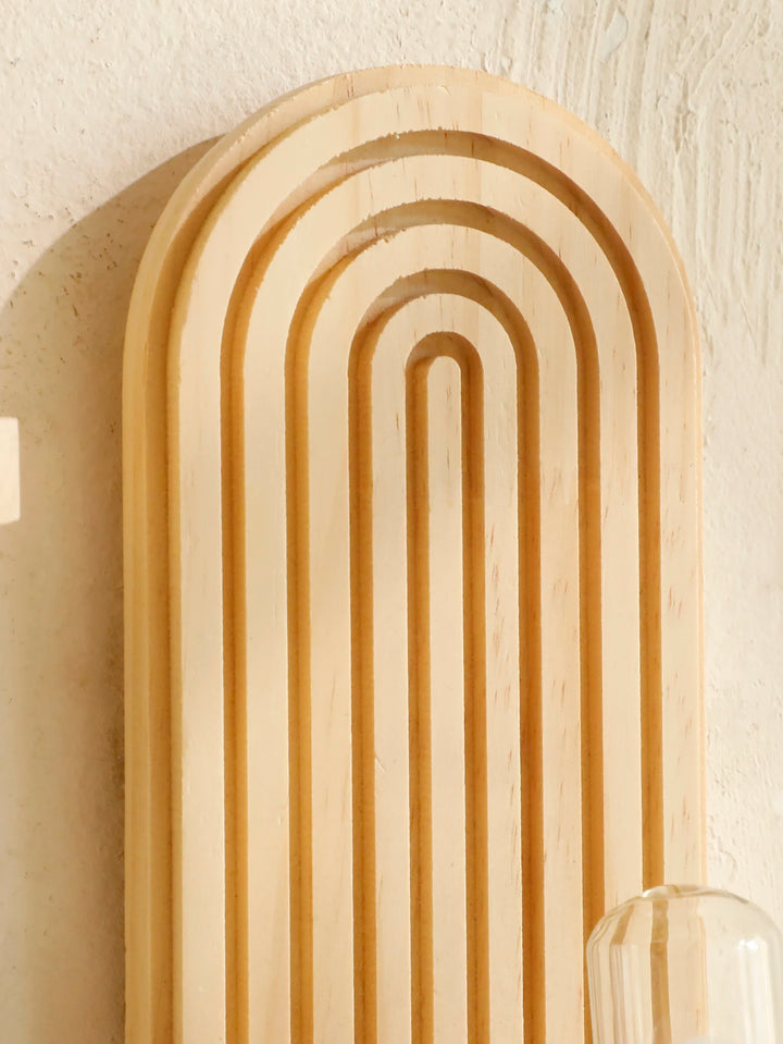 1Pc Boho Style Wooden Wall Shelves - Geometric Wall Mounted Shelves