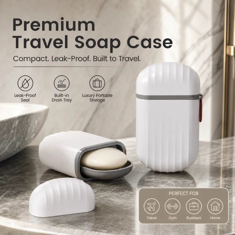 eprolo portable soap dish with sealed storage box, waterproof travel soap holder, compact and durable for on-the-go use