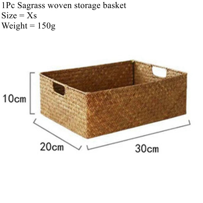 Woven Seagrass Basket for Home Decor, Natural Wicker Basket, Storage Basket
