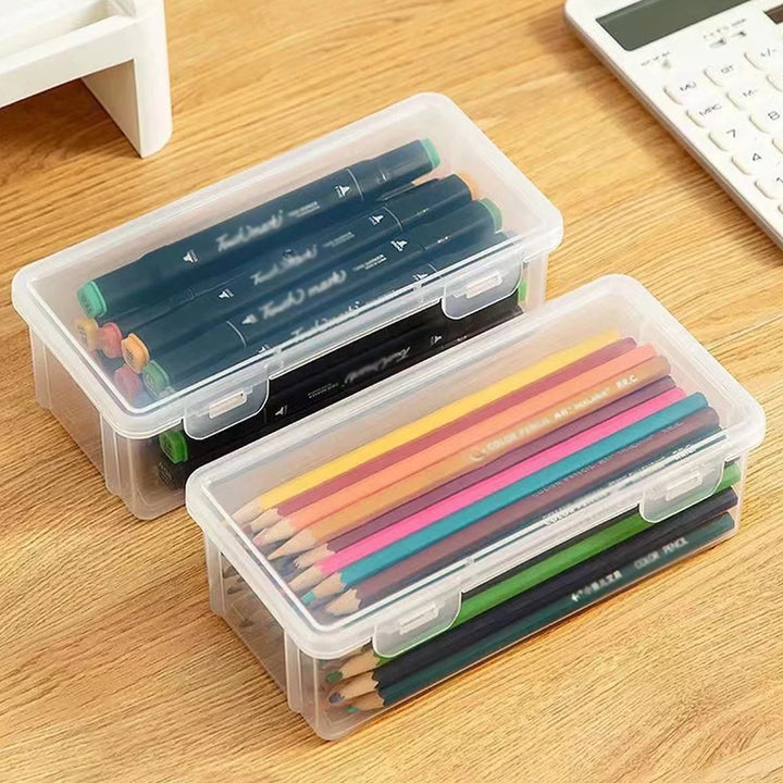 1/2/3/4pcs Plastic Translucent Pencil Case Large Capacity Pencil Boxes