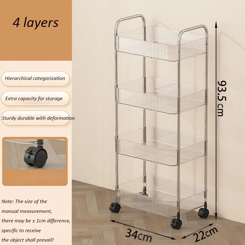 UNTIOR Transparent acrylic trolley cosmetics bedroom living room shelf