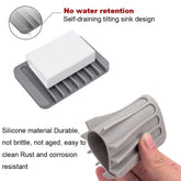 Eprolo silicone draining soap holder with free punch soap box, designed to keep soap dry and organized in the bathroom or kitchen.