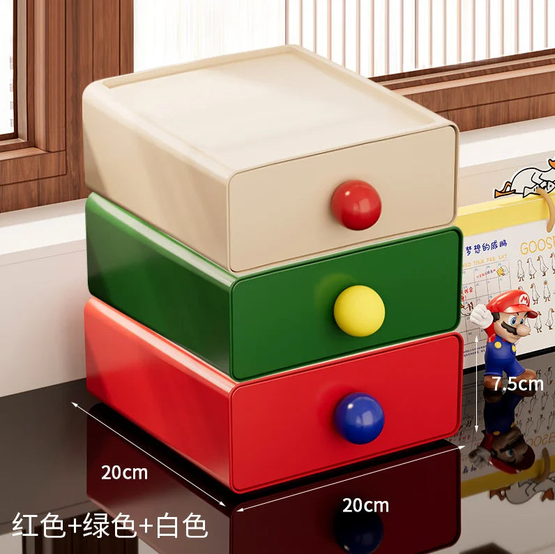 Dopamine Desk Organizer Box Stackable Dust-proof Desktop Storage Boxes