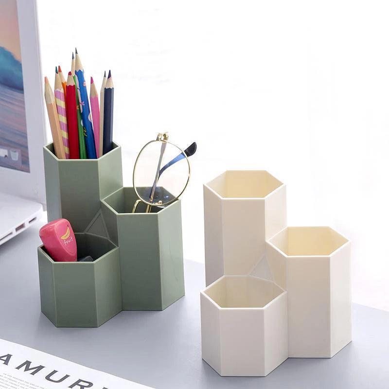 Multi-functional Pen Holder Simple Frosted Honeycomb Pen Holder Large Capacity