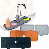 eprolo silicone faucet absorbent pad catching water splashes on kitchen sink shelf, flexible splash catcher mat