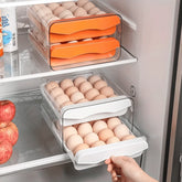 eprolo 2-layer plastic egg storage box for refrigerator, with compartments for fresh eggs and easy access.