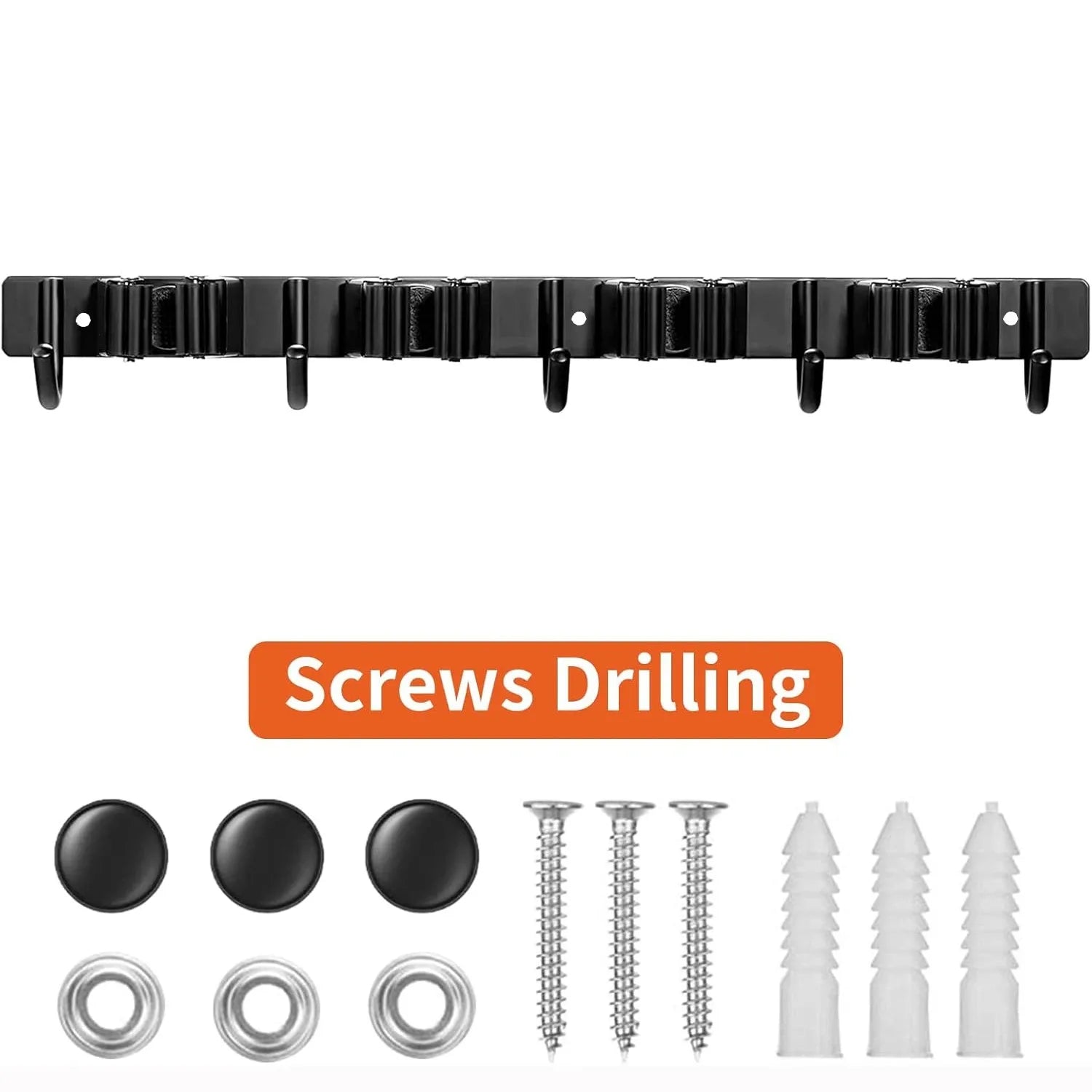 1 Heavy-Duty Metal Tool Rack with 4 Slots and 5 Hooks - Tool Rack