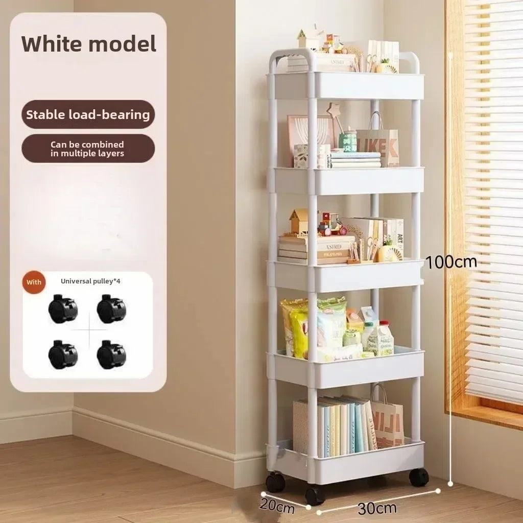 Multifunctional Storage Cart Open Shelves Book Display Kitchen Organizer