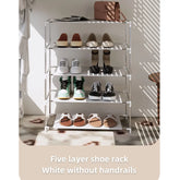 Eprolo space-saving multi-tiered shoe rack with durable design, holding multiple pairs of shoes for organized storage