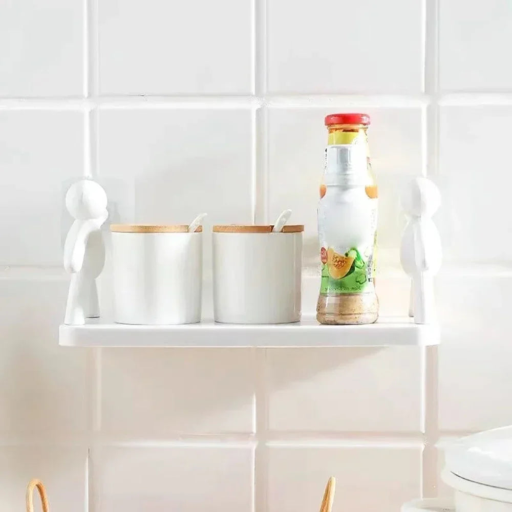1PC 2PCS Self-adhesive Tape Buckle Holder Bathroom Shampoo Storage Racks