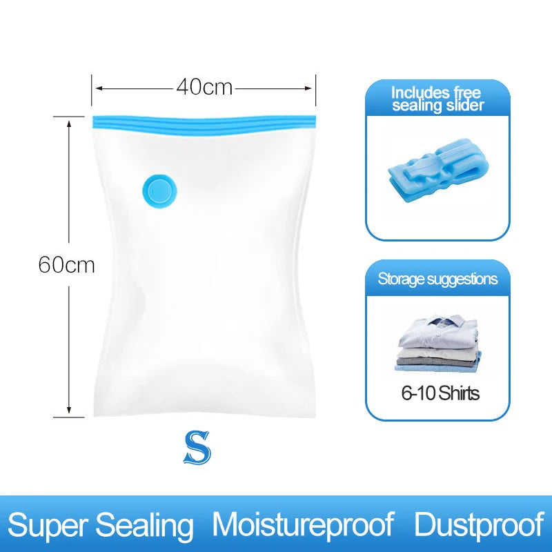 Reusable Compression Empty Bag Sealer Clothes Travel Packing Organizer