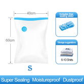 eprolo reusable compression bag sealer for clothes, travel packing organizer with airtight sealing, empty storage bag on white background.