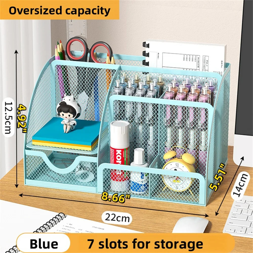 Desk Stationery Organizer Creative Metal Pen Holder Pencil File Storage