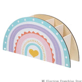 Eprolo rainbow pen cup organizer with five compartments for desktop pencils, pens, and stationery storage, colorful and decorative.
