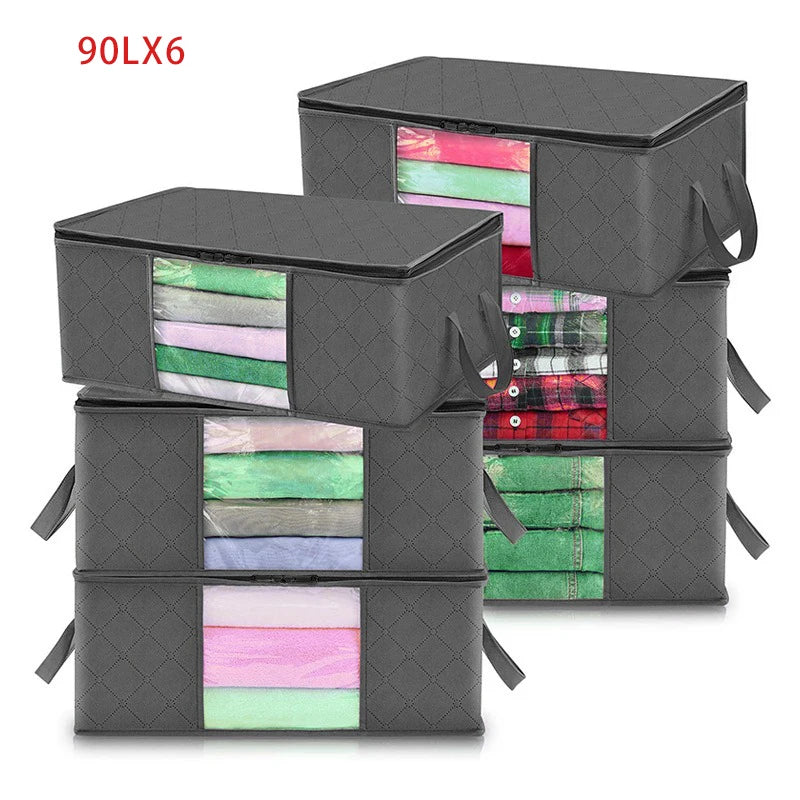 1/3/6pcs Foldable Clothes Storage Bag Large Capacity Blanket Storage Bag