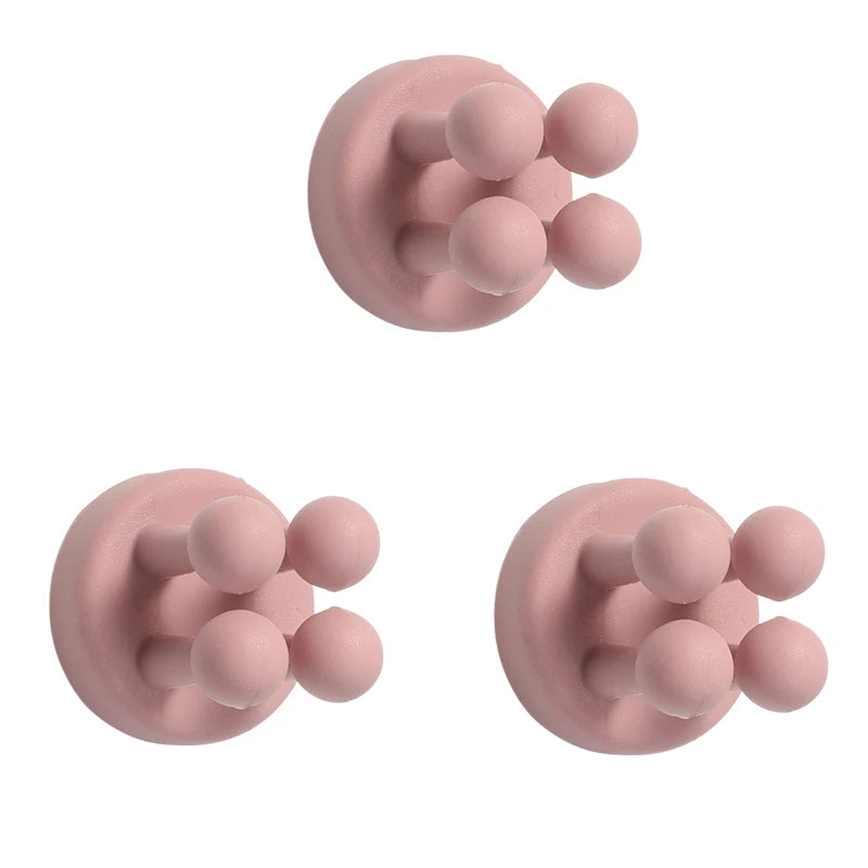 3pcs Adhesive Silicone Toothbrush Holders Wall Mounted Hanging Organization