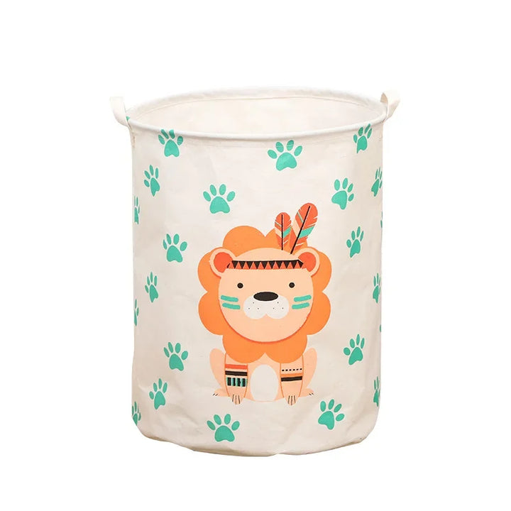 Animal Laundry Toys Organizer Basket Large Cartoon Canvas Barrel