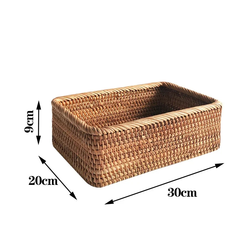 Hand-woven Rattan Wicker Basket Fruit Tea Snack Bread Basket