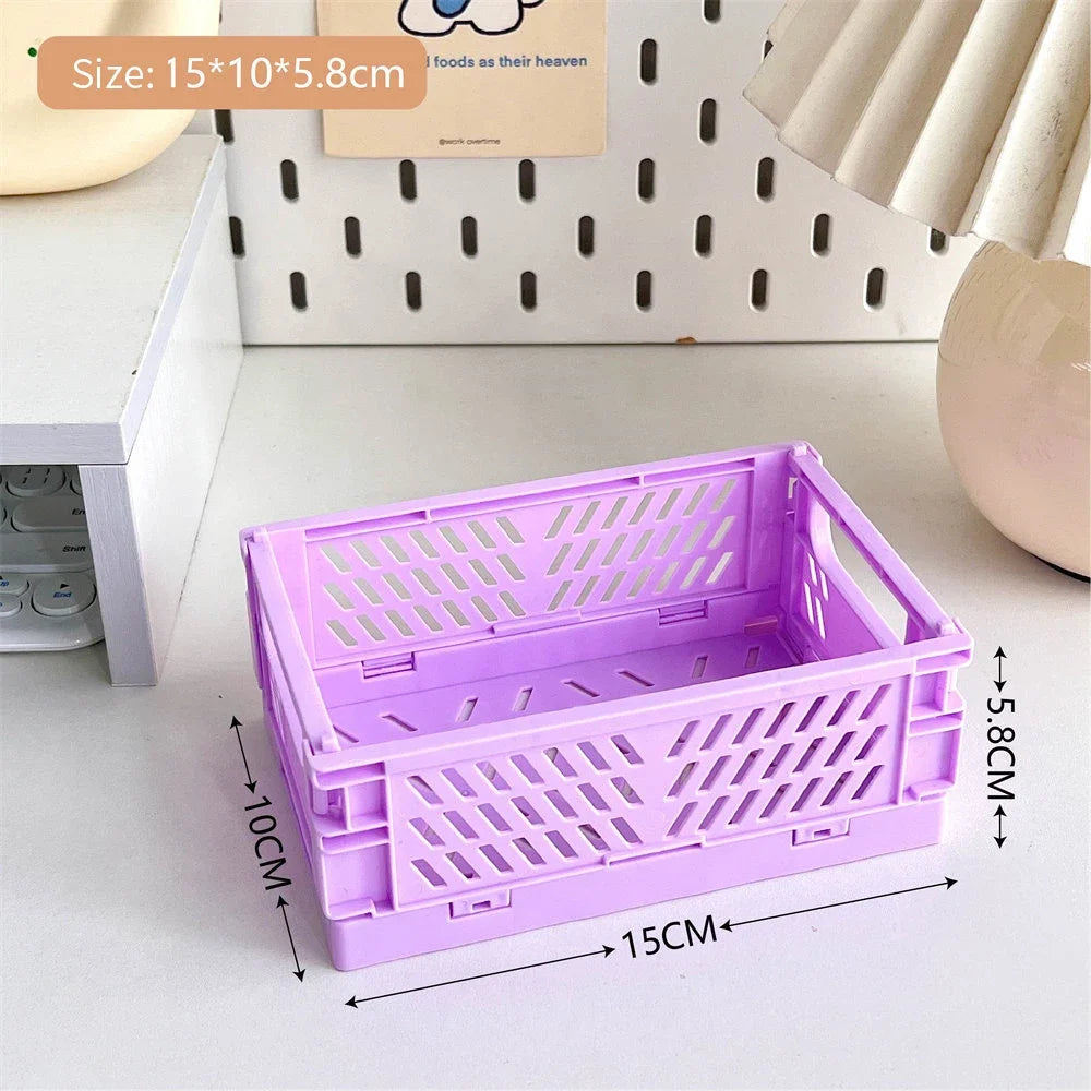 Foldable Storage Box with Handles Collapsible Crate Organization