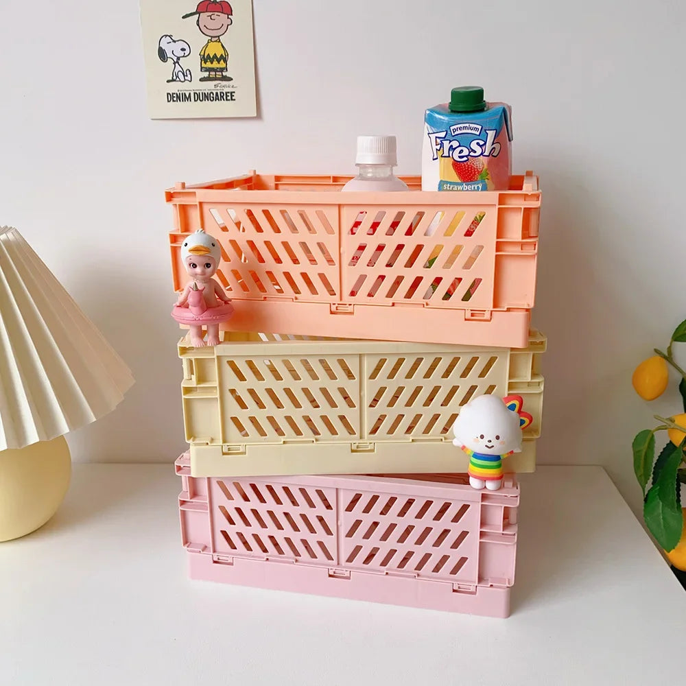 Foldable Storage Box with Handles Collapsible Crate Organization