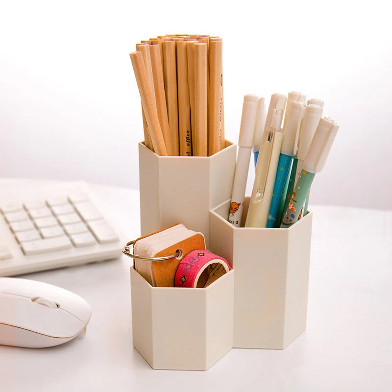 Multi-functional Pen Holder Simple Frosted Honeycomb Pen Holder Large Capacity