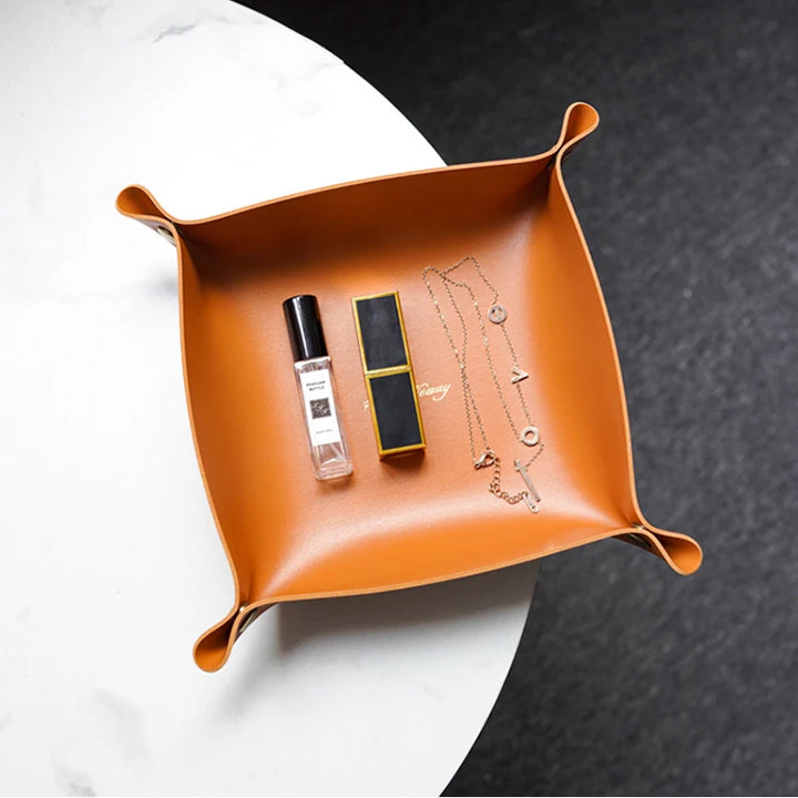 Nordic Style Leather Storage Tray Desktop Organizer Home Decoration