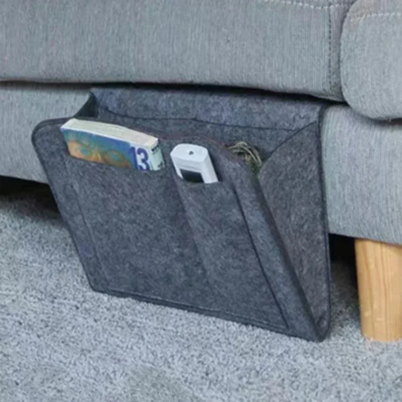 Felt Bedside Storage Bag Pouch Bed Desk Bag Sofa Hanging Organizer