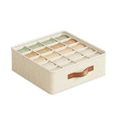 Eprolo fabric drawer organizers for underwear, socks, and bras, neatly arranged in a closet storage drawer.