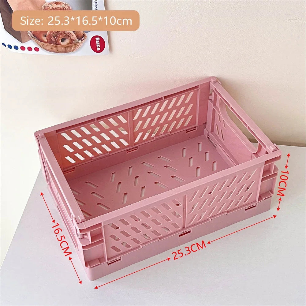 Foldable Storage Box with Handles Collapsible Crate Organization