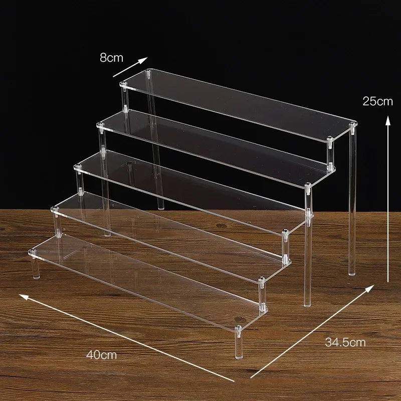 Black 1-5 Tier Acrylic Display Stand Clear Display Riser Rack for Cupcake