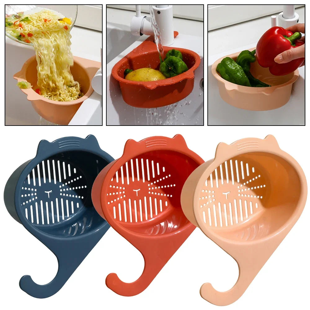 Kitchen Sink Drain Basket Multifunctional Cat Shape Faucet Filter Basket Shelf