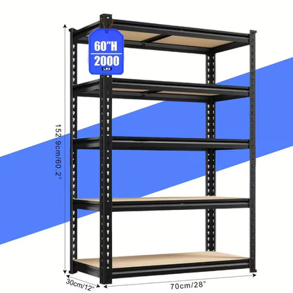 Heavy-duty eprolo garage shelving unit with 72-inch width and 60-inch height, featuring durable steel construction and 2000LBS capacity