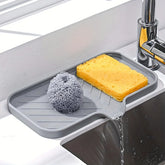 Eprolo sink silicone tray with drain for soap and sponge storage, flexible and waterproof kitchen sink organizer