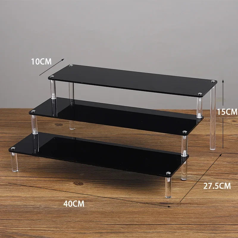Black 1-5 Tier Acrylic Display Stand Clear Display Riser Rack for Cupcake