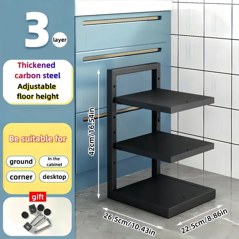 Adjustable Pot Rack Organizer, Kitchen Stainless Steel Pot Storage Rack