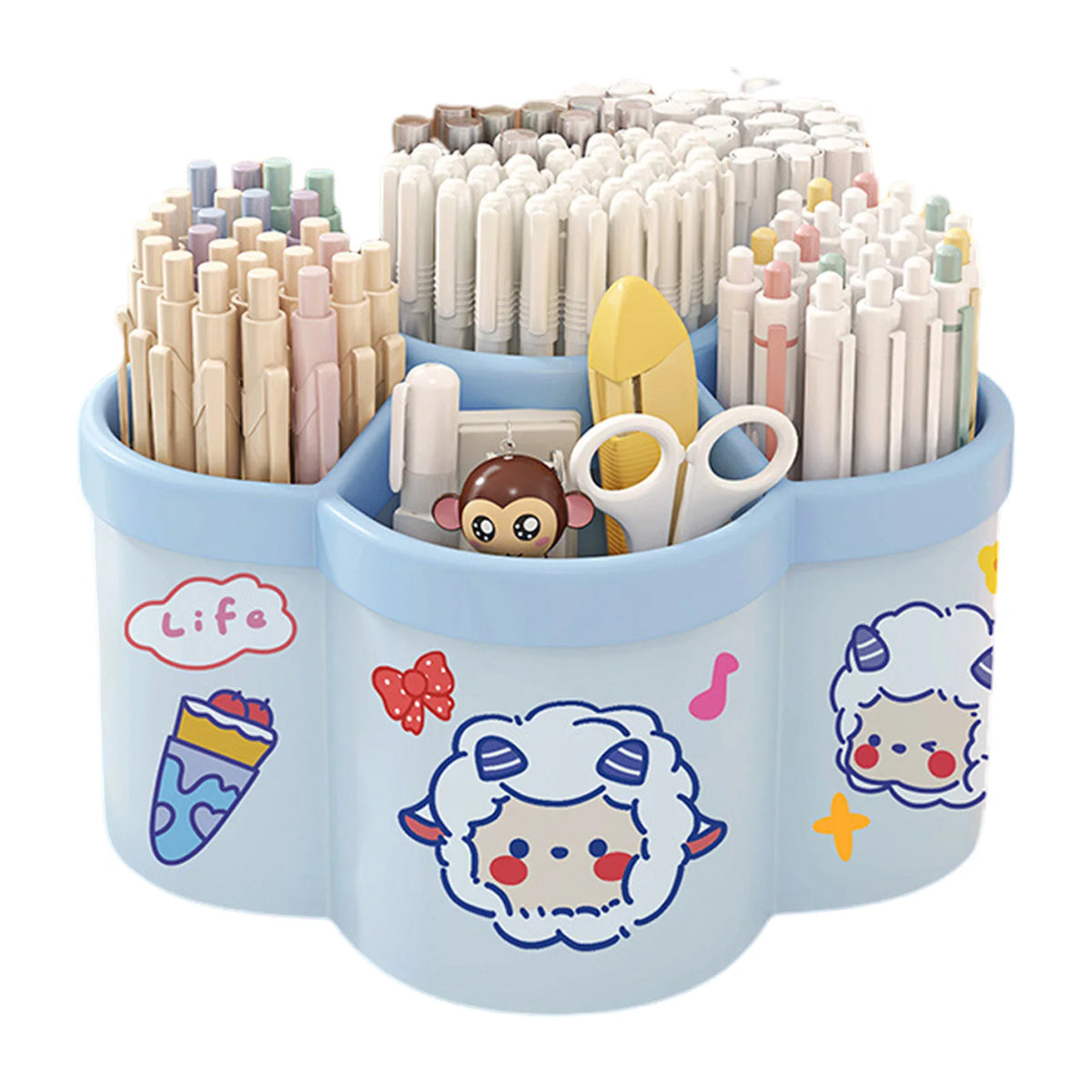 eprolo large-capacity oblique pen holder for students, desk stationery storage box with multiple compartments and a sturdy design