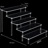 Black acrylic display stand with 1-5 tiers, clear riser rack for cupcakes, ideal for showcasing baked goods or desserts.