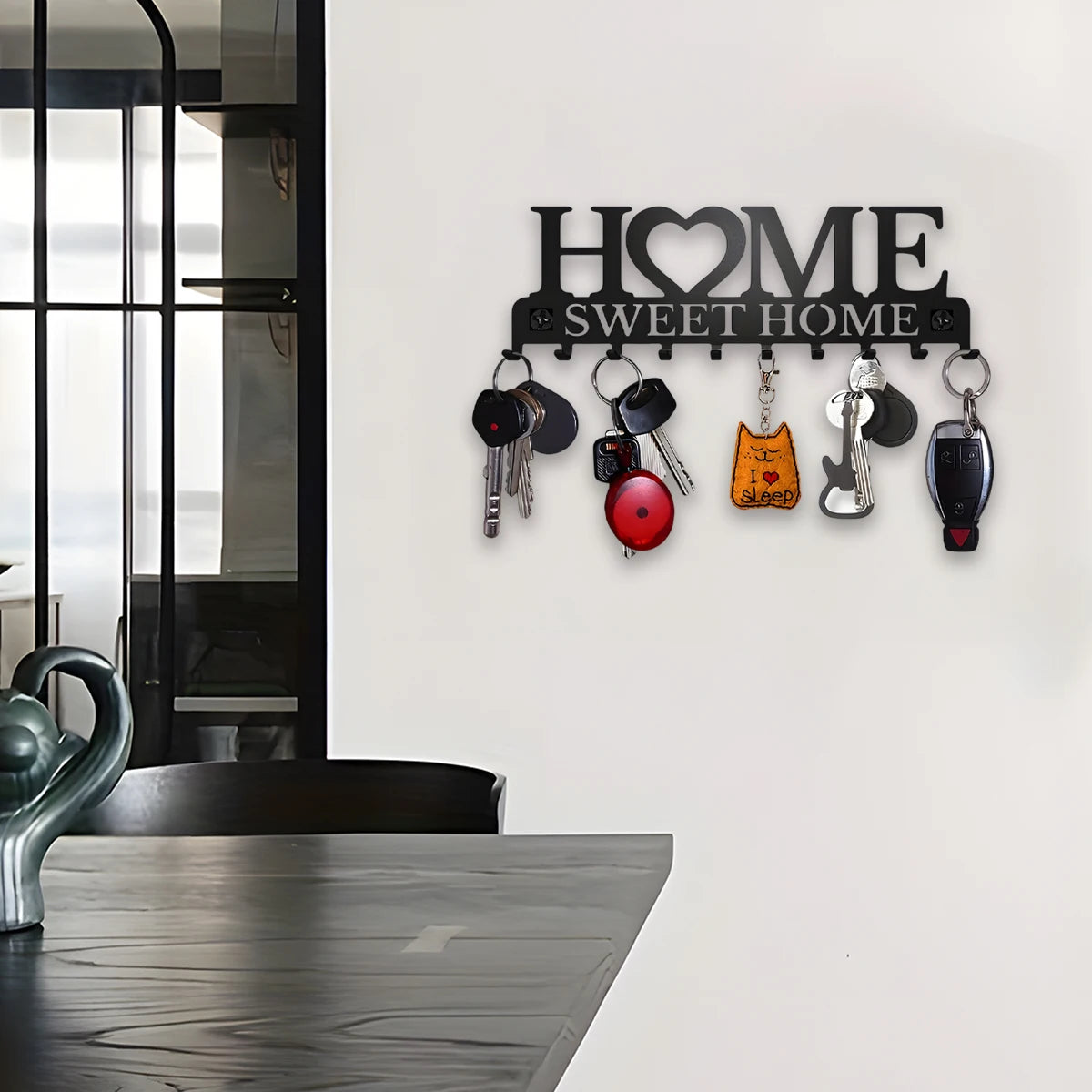 1pc Black Metal Keys Holder Wall Mount Key Holder Sweet Home Design