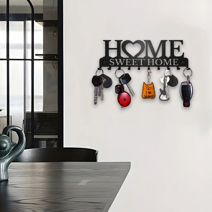 1pc Black Metal Keys Holder Wall Mount Key Holder Sweet Home Design
